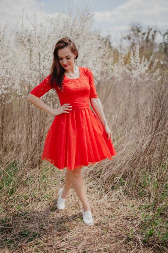 Formal tulle dress - red - Size: S, Variant: Classic