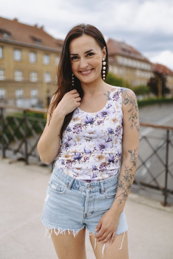 Tílko – lila květiny