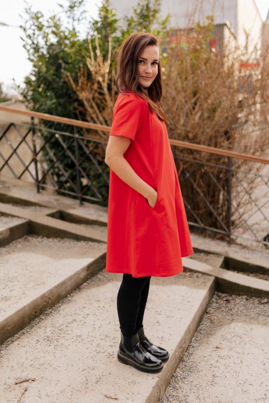 "Luna" Basic Dress - Red - Size: XXS