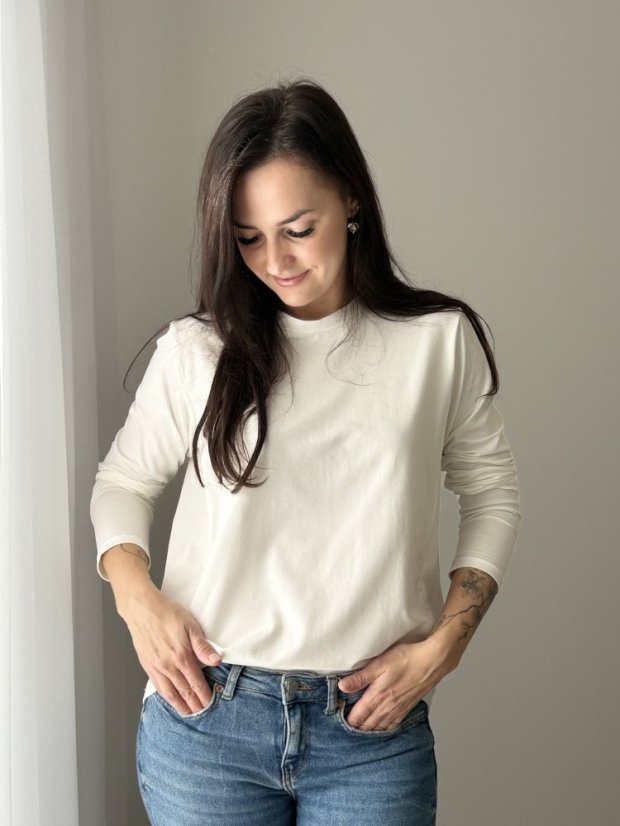 Kojicí tričko se zipy - smetana - Velikost: XL/2XL