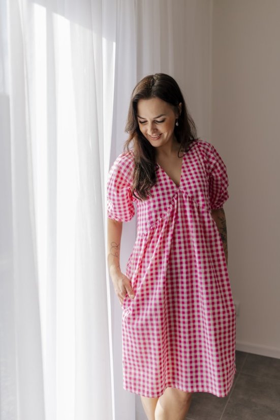 Nursing dress "Tartana" - MOTHER AND DAUGHTER - pink