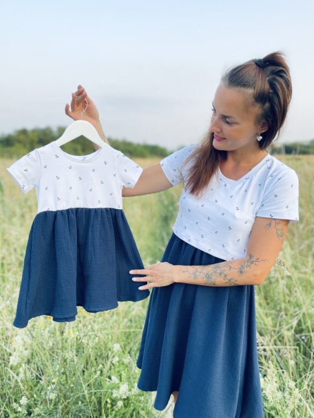 MATCHY muslin dress - Anchor Pattern - Size: XS