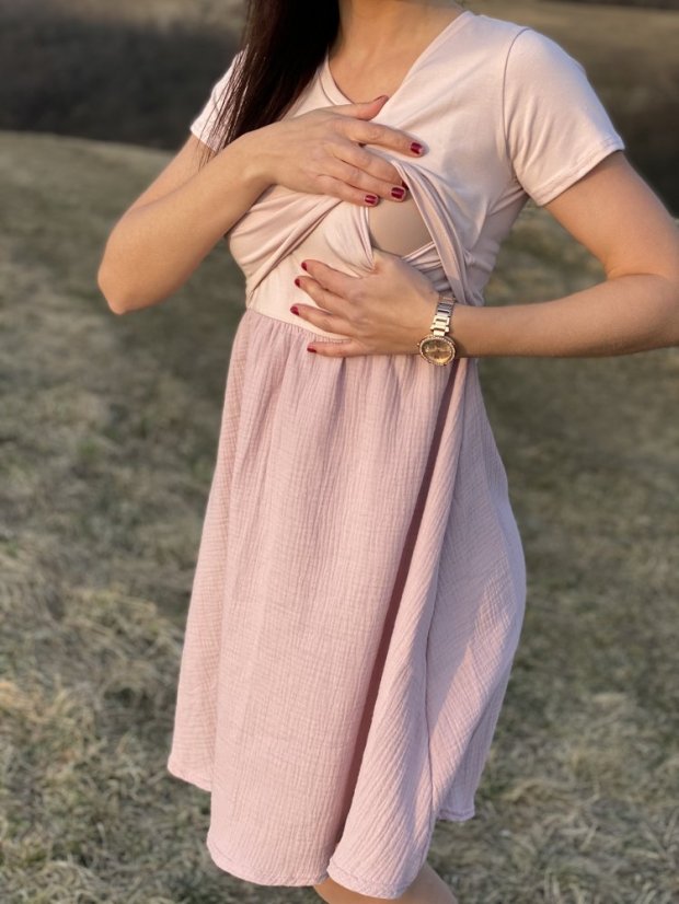 Mušelínové šaty - ružové - Velikost: 2XL