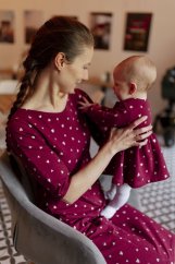Girls tracksuit dress - gold hearts on bordó