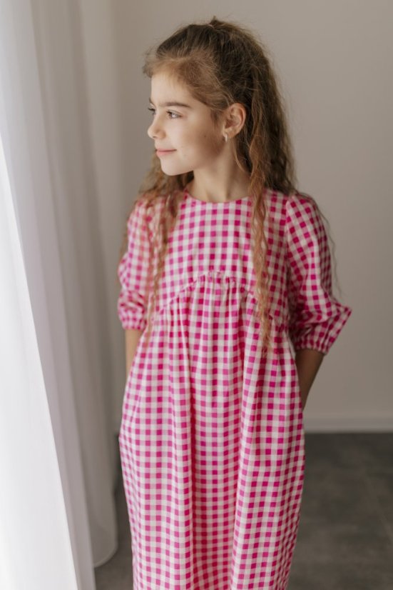 Nursing dress "Tartana" - MOTHER AND DAUGHTER - pink