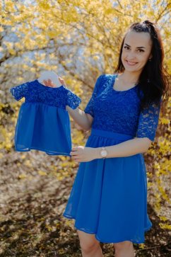 Společenské šaty – MAMA A DCERA – tmavomodré