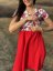 Muslin nursing dress - red folk - Size: XL