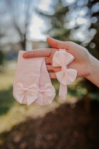 BABY set - ponožky a čelenka - ružové