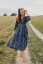 Poplin wrap dress - dark blue flowers - Size: XL/2XL