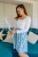 Christmas dress with gathered skirt - Blue birds
