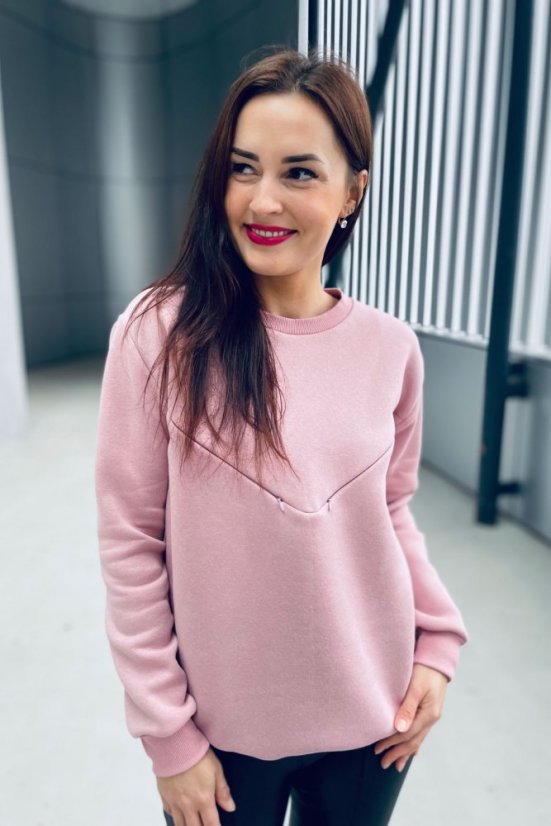 Teplá kojicí mikina/svetřík – starorůžová