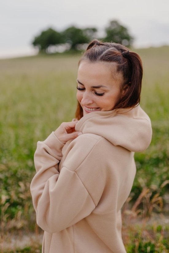 Hoodie mikina – Béžová - Velikost: M/L