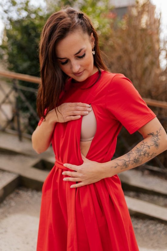 "Luna" Basic Dress - Red - Size: XXS
