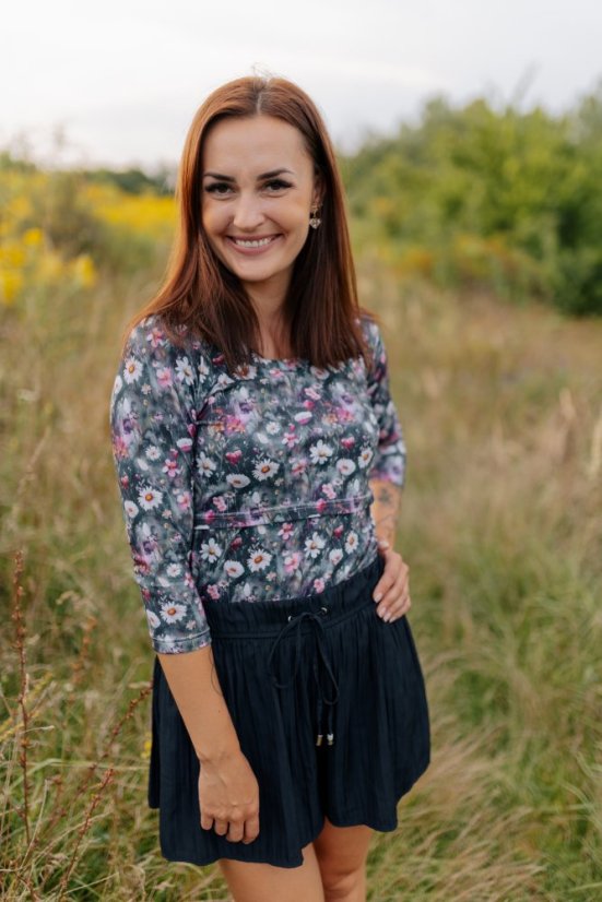 Cotton T-shirt - daisies - Size: M