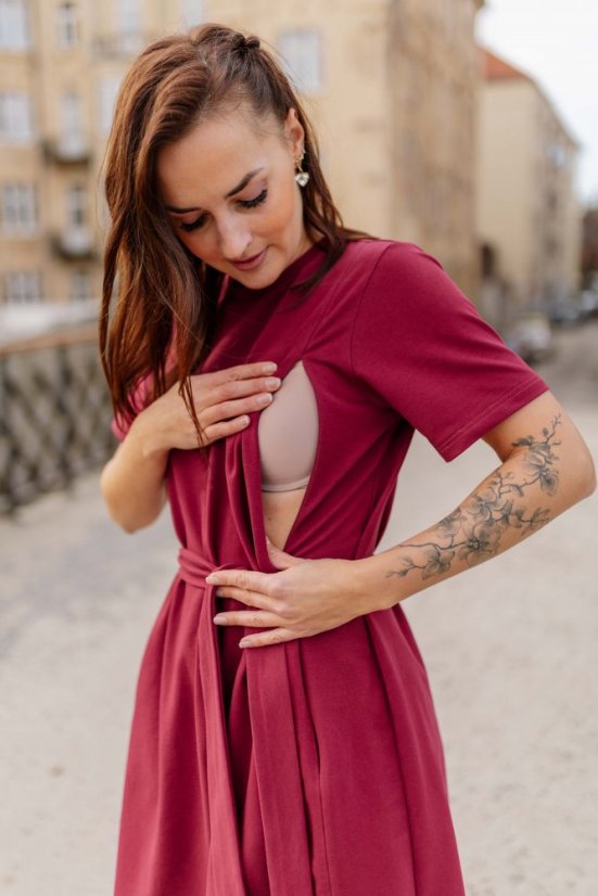 Teplákové šaty "Luna" – Bordová - Velikost: XL/2XL