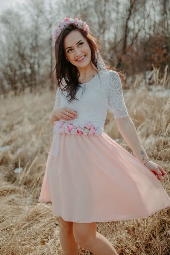 Formal dress - white pink - Size: L, Variant: Classic