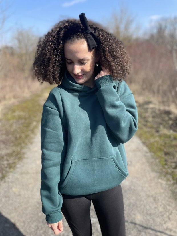 Hoodie mikina – Smaragdová - Velikost: XL/2XL