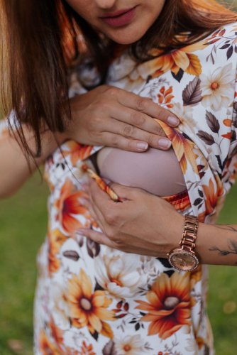 Breastfeeding dress - Autumn flowers - Size: S
