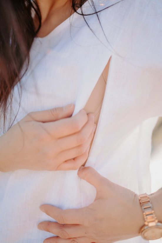 Linen nursing blouse - white