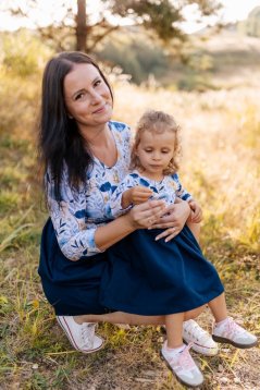 "Bohemia" dress - MOM and DAUGHTER - blue flowers