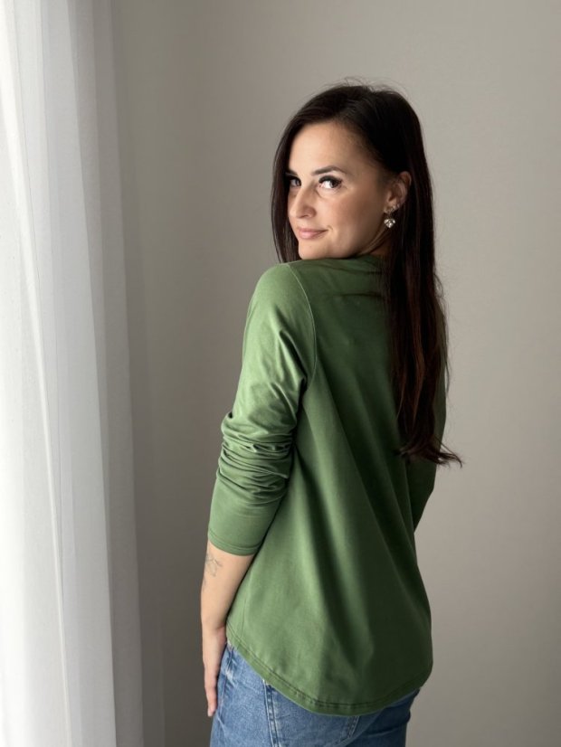 Nursing t-shirt with zippers - army green - Size: M/L