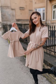Kojicí šaty "Luna" Basic - MÁMA a DCERA – Beige