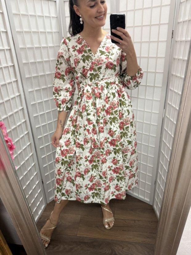 Cotton wrap dress - flowers - Size: XL/2XL
