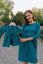 Girls tracksuit dress - gold hearts on petrolej