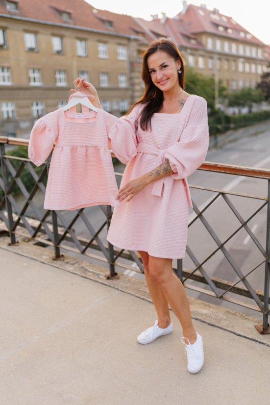 Waffle PUFF dress - MOM AND DAUGHTER - different colors