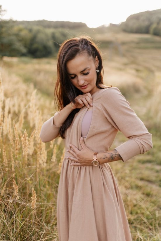 Nursing linen dress "Harmonia pure" - beige