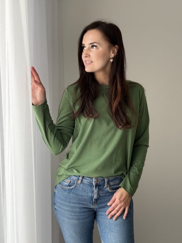 Nursing t-shirt with zippers - army green - Size: M/L