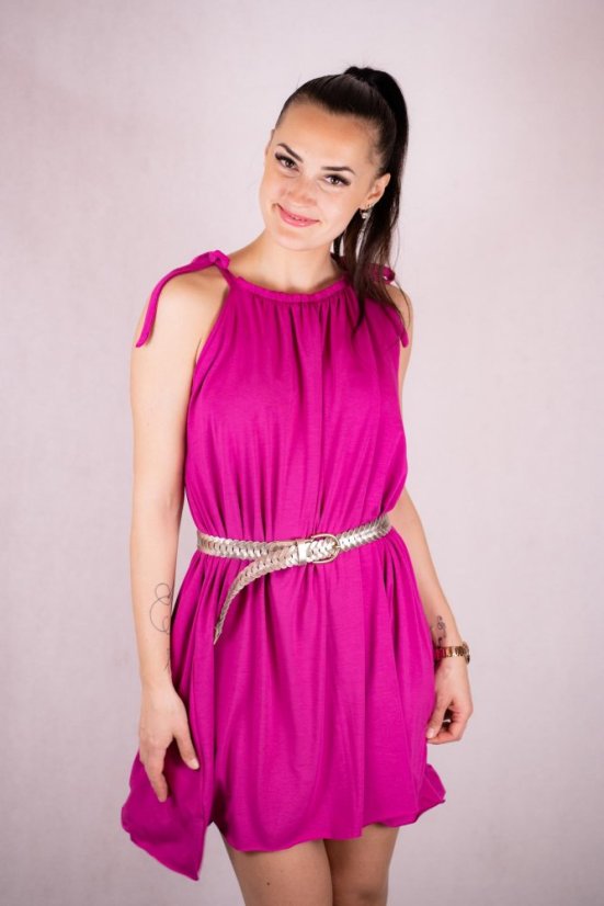 Bambusové šaty ke kojení – fuchsia - Velikost: UNI, Délka: MIDI