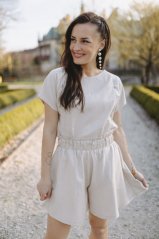 Lněná halenka ke kojení - béžová