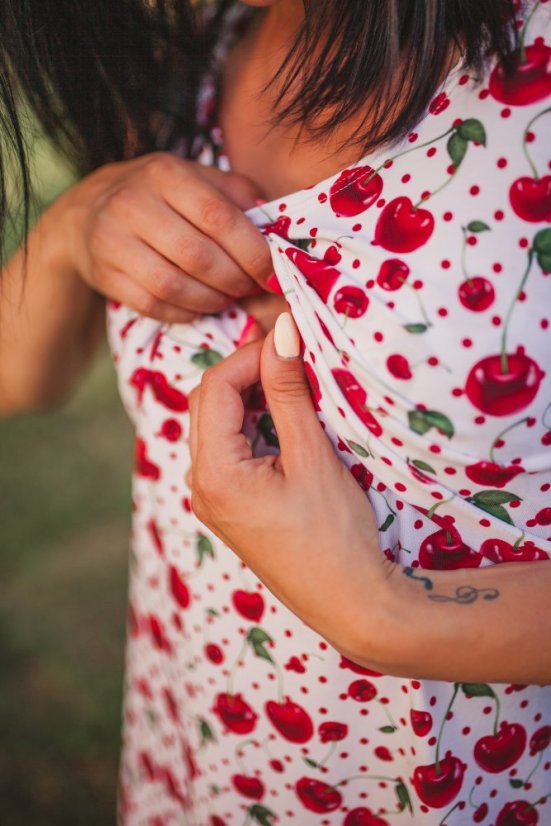 Knitted nursing tank top dress - cherries