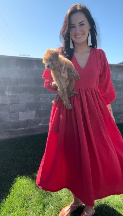 Breastfeeding "Boho Breeze" dress -Red