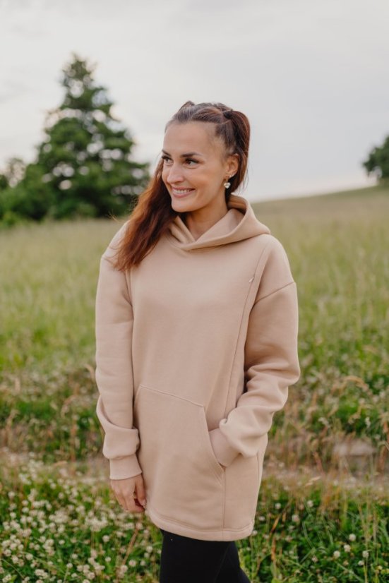 Hoodie mikina – Béžová - Velikost: M/L