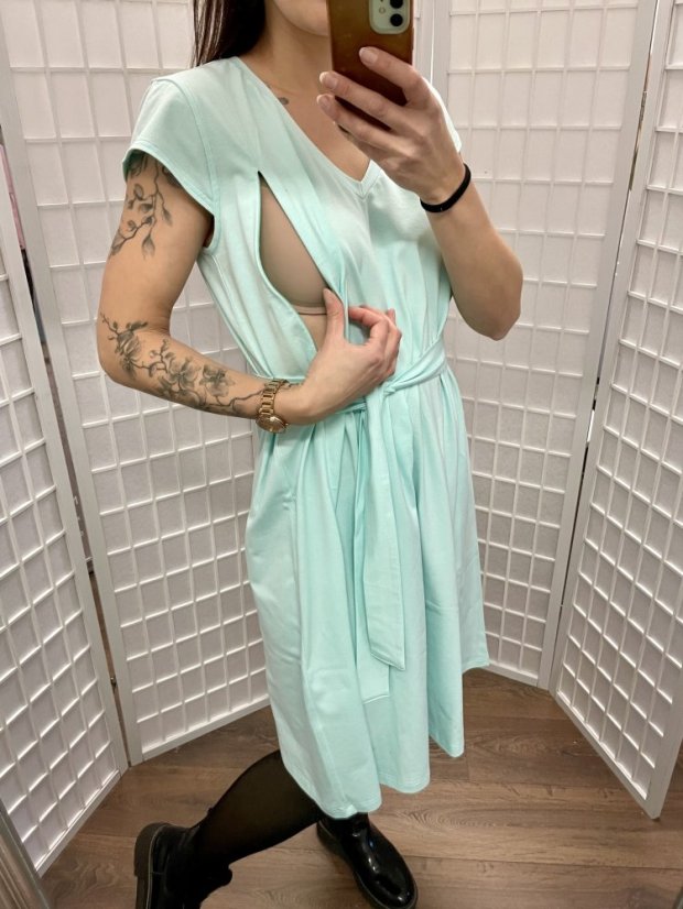 Knitted dress "Valencia" - light mint - Size: 3XL/4XL