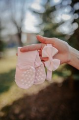 BABY set - ponožky a čelenka - růžové