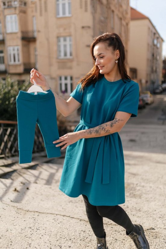 "Luna" Basic Dress - MUM AND DAUGHTER – Petrol - Size: XS/S