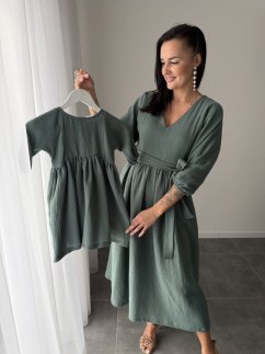 "Boho Breeze" dress MUM AND DAUGHTER - dark mint