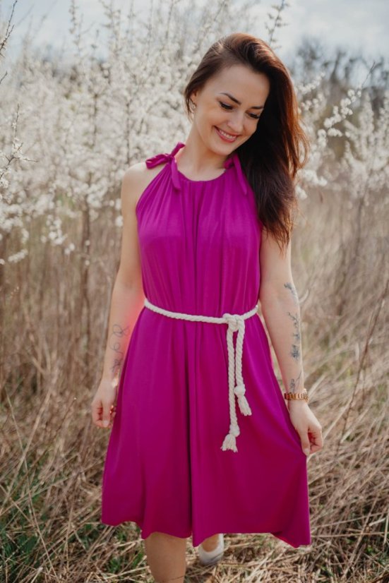 Bambusové šaty ke kojení – fuchsia - Velikost: UNI, Délka: MIDI
