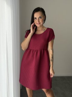 Bavlněné šaty "Waffle" - berry