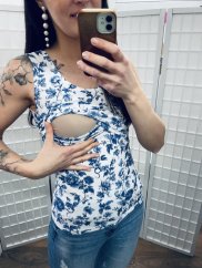 Tank top – dark blue flowers