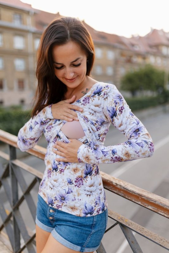 Nursing T-shirt - purple flowers