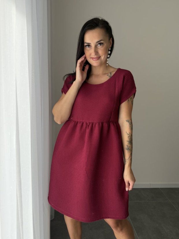 Bavlnené šaty "Waffle" - MÁMA A DCERA – berry - Velikost: XL/2XL