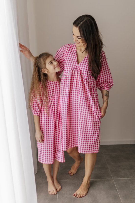 Nursing dress "Tartana" - MOTHER AND DAUGHTER - pink