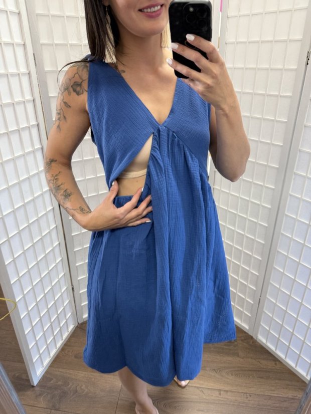 "Aura" dress MUM AND DAUGHTER - Royal blue - Size: XS/S