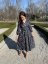 Poplin wrap dress - dark blue flowers - Size: XL/2XL