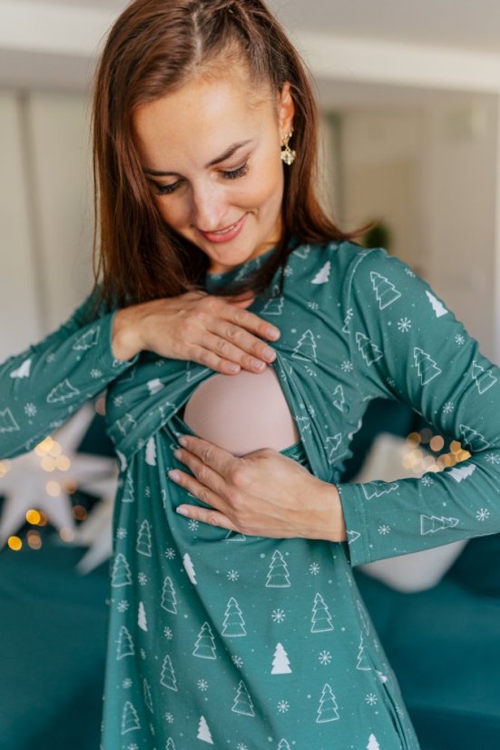 MATCHY A-line Christmas dress - Green trees