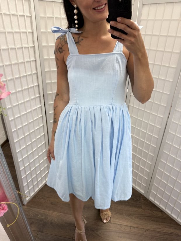 "Aurela romantic" linen dress MUM AND DAUGHTER - baby blue - Size: Custom size